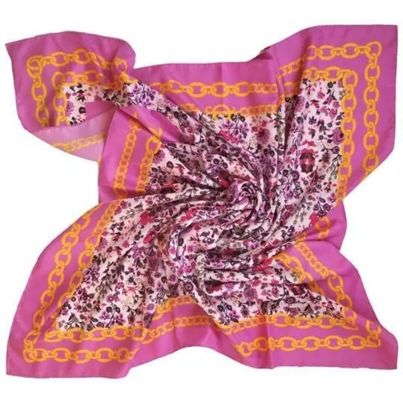 💓Juicy Couture Floral Pink Gold Chain Scarf Cover - Picture 6 of 10